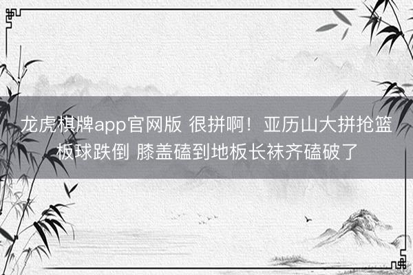 龙虎棋牌app官网版 很拼啊！亚历山大拼抢篮板球跌倒 膝盖磕到地板长袜齐磕破了