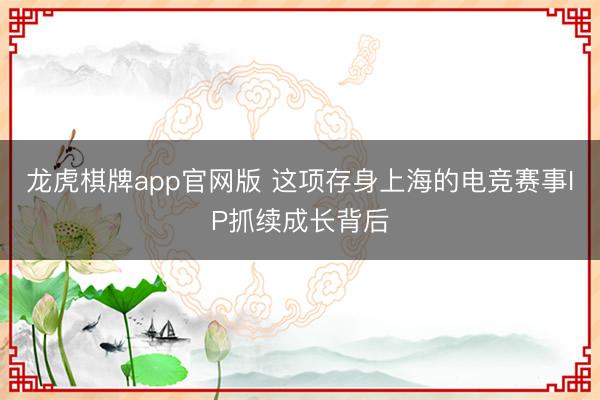 龙虎棋牌app官网版 这项存身上海的电竞赛事IP抓续成长背后
