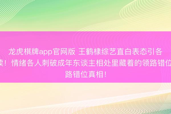 龙虎棋牌app官网版 王鹤棣综艺直白表态引各方解读！情绪各人刺破成年东谈主相处里藏着的领路错位真相！